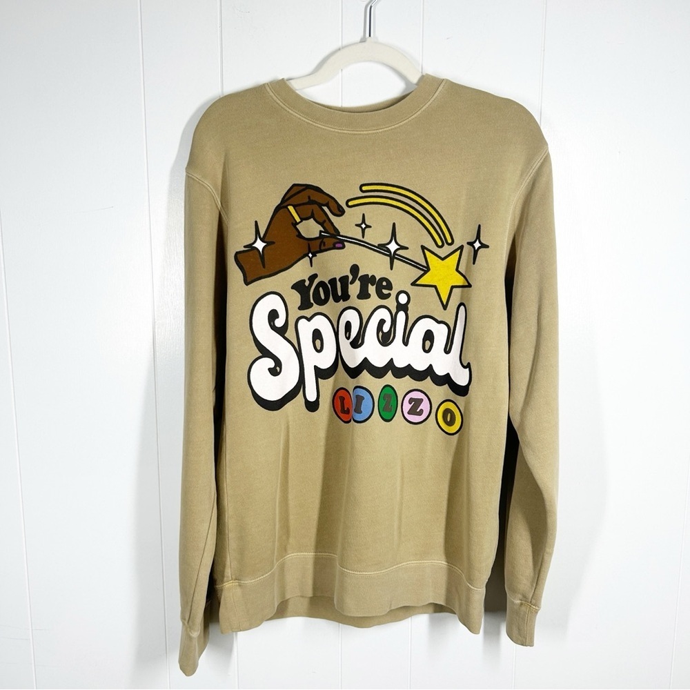Lizzo You're Special Tan Graphic Long Sleeve Sweatshirt Small